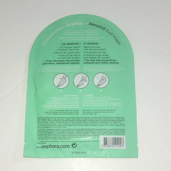3 for/ $20 Sephora Almond Foot Mask - Picture 2 of 2